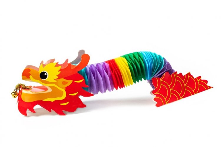 Дракон-гармошка из цветной бумаги