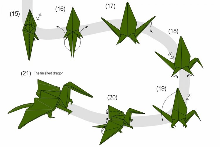 Оригами дракон из бумаги