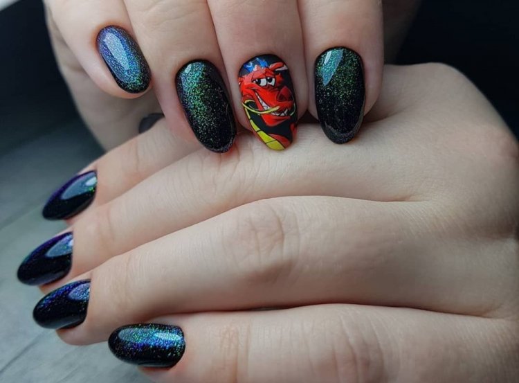 Новогодние наклейки с драконом