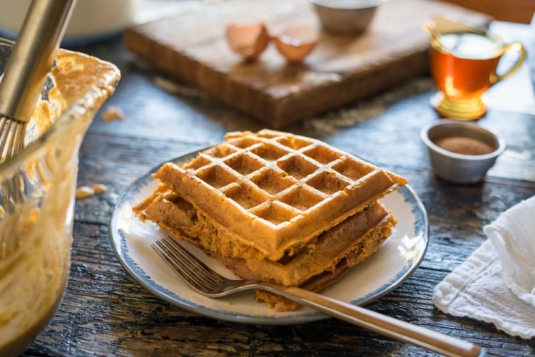 Тыквенные вафли с бананом