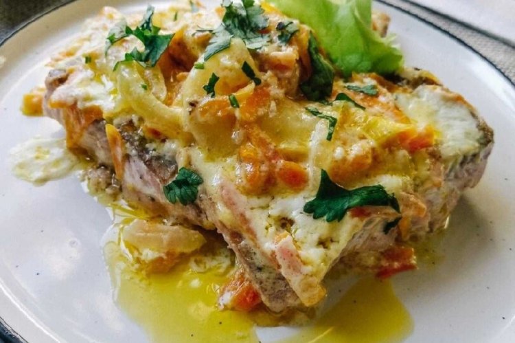 ПП минтай с овощами в сметане