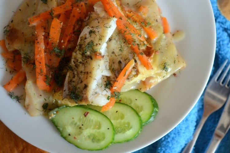 ПП минтай с овощами на пару