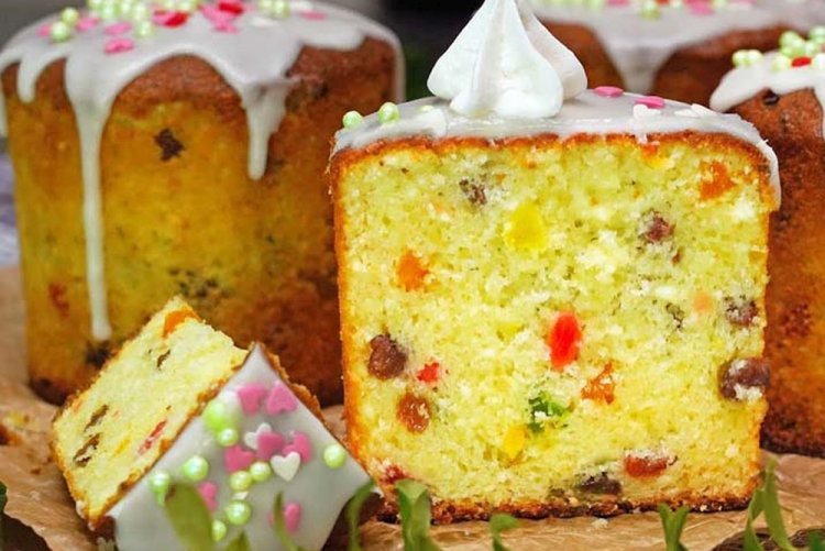 Творожный кулич с лимонной цедрой на Пасху