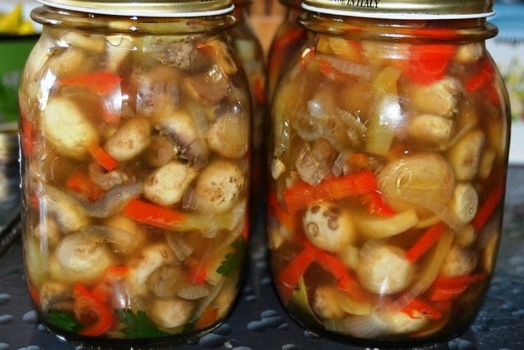 Огурцы с шампиньонами и овощами на зиму
