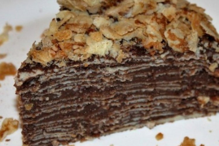 Наполеон из слоеного теста с шоколадным кремом