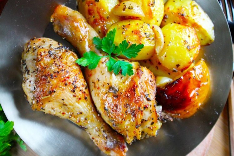 Курица с овощами в медово-горчичном соусе