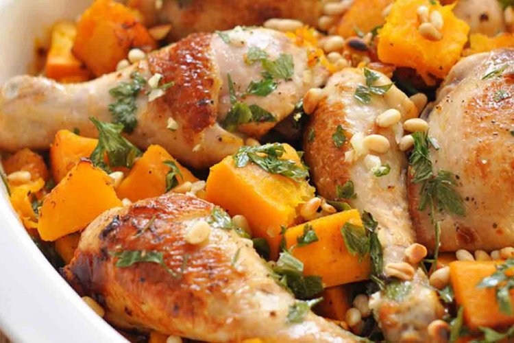 Курица с тыквой в медово-горчичном соусе