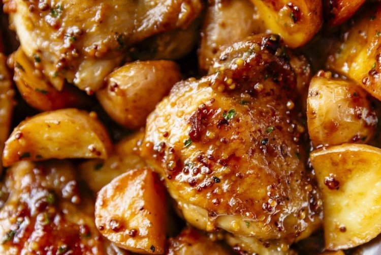 Курица с картошкой в медово-горчичном соусе