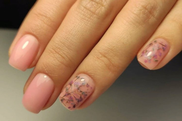 Маникюр с сухоцветами 2024