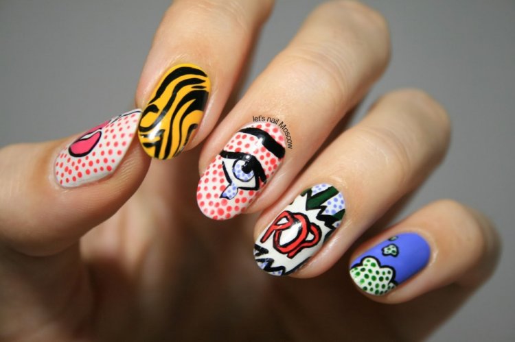 Летний маникюр в стиле поп-арт