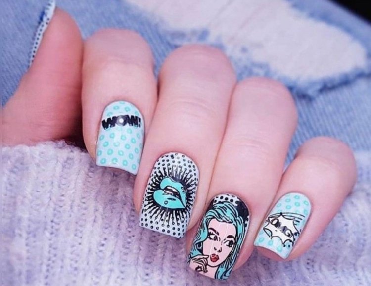 Летний маникюр в стиле поп-арт