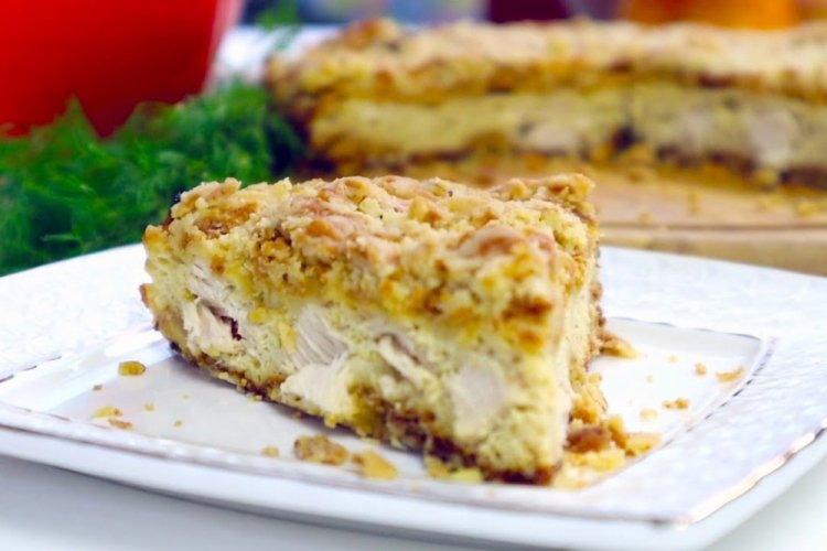 Насыпной пирог с курицей
