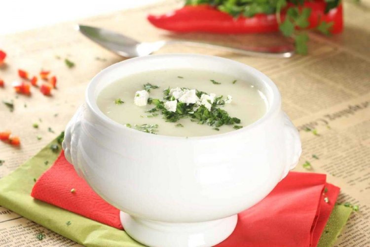 Суп с рисом и брынзой