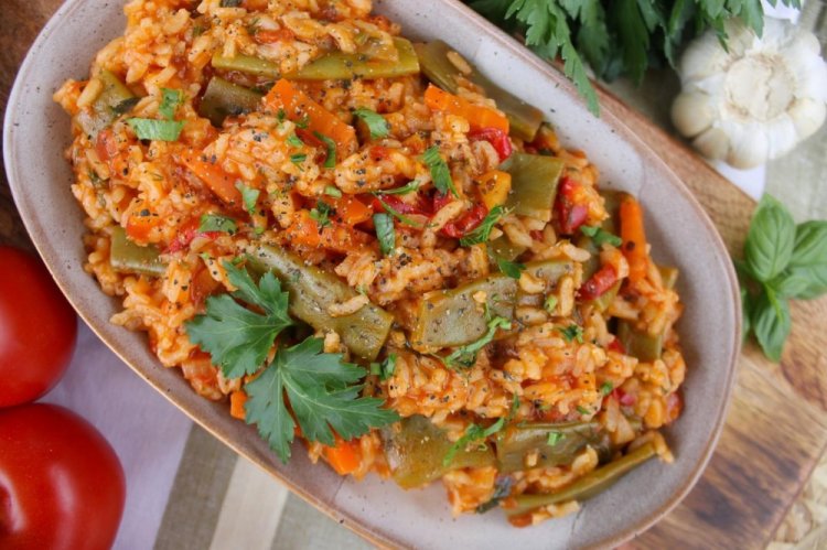 Рис со стручковой фасолью