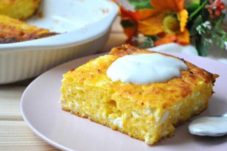 Творожная запеканка с тыквой без манки