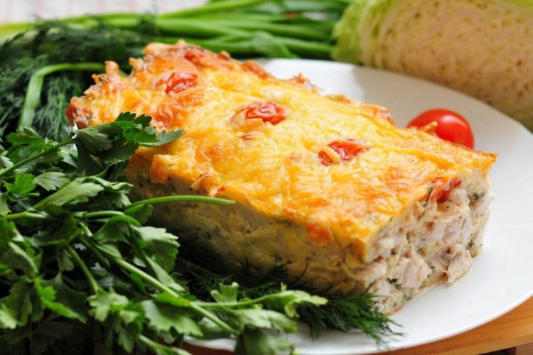 Запеканка с куриным филе и молоком