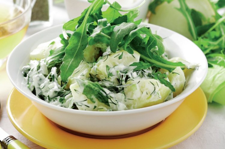 Картофель в сметане с кресс-салатом