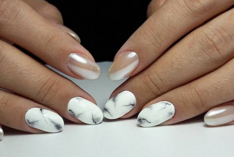 Мраморный дизайн ногтей