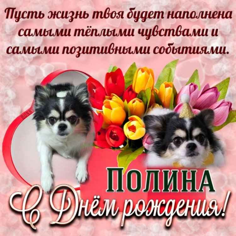 Открытки на День рождения Полине с пожеланиями