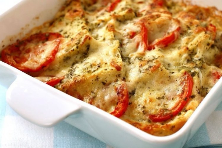 Запеканка из рыбных молок с помидорами