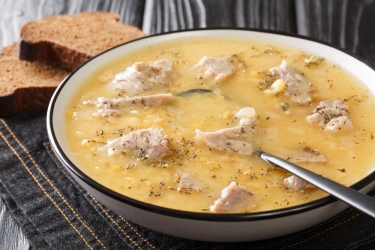 Гороховый суп со свининой в автоклаве на зиму