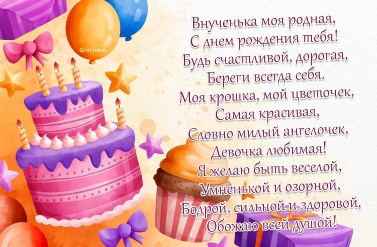 Открытки на День рождения внучке с пожеланиями