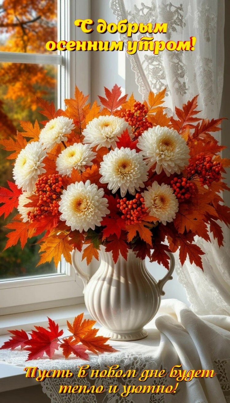Осенние открытки «С добрым утром!» женщине