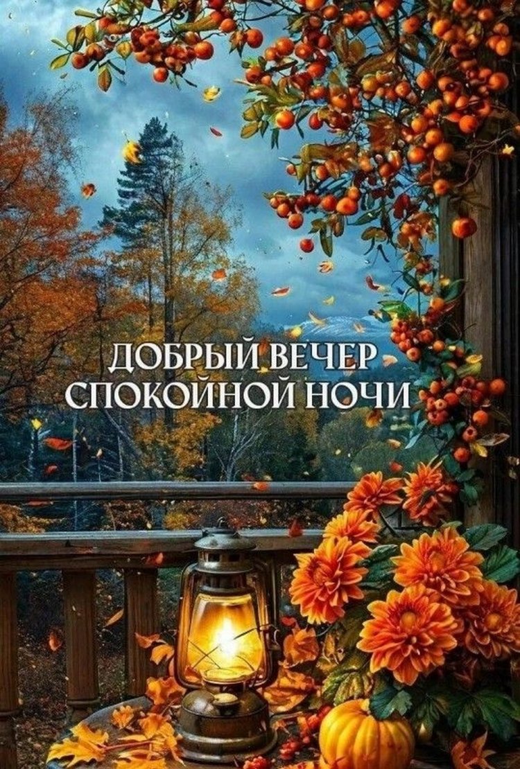 Осенние открытки «Добрый вечер и спокойной ночи!»