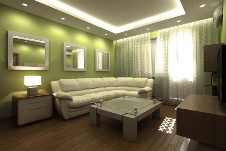 Отделка потолка - Дизайн гостиной в хрущевке