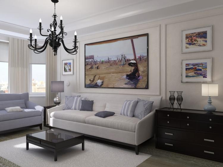 Неоклассика в гостиной в хрущевке - Дизайн интерьера