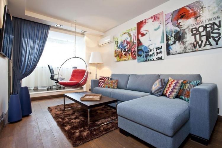 Отделка стен - Интерьер гостиной в современном стиле