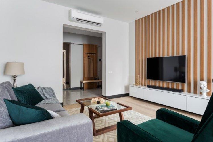 Светлая гостиная в современном стиле - дизайн интерьера фото