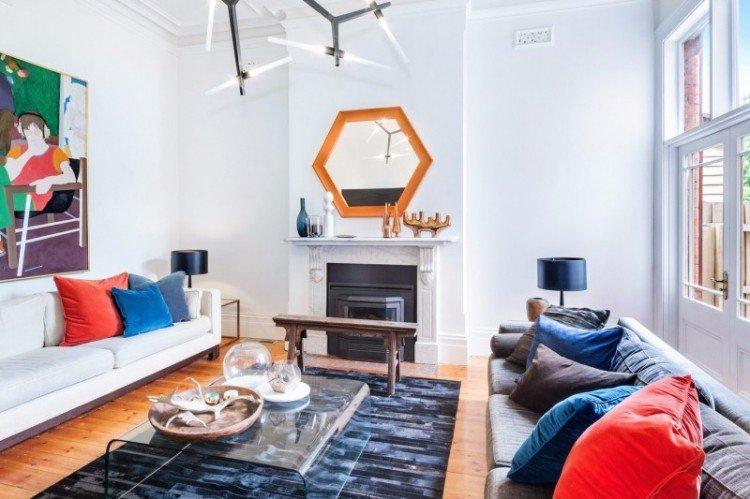 Гостиная с камином в современном стиле - дизайн интерьера фото