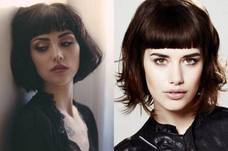 Градуированное каре с короткой челкой на средние волосы