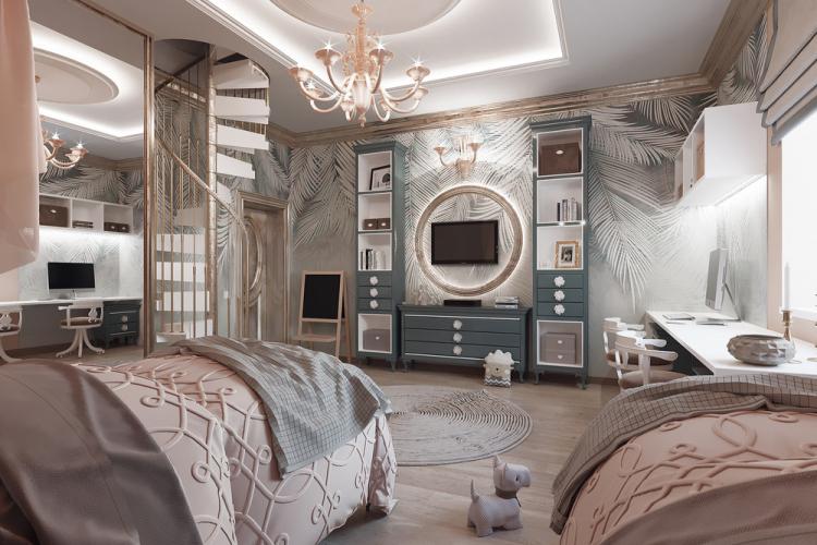 Интерьер детской комнаты для двух девочек