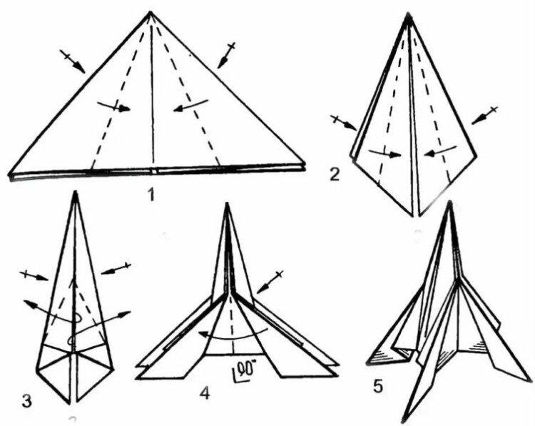 Как сделать остроносую ракету из бумаги на опорах