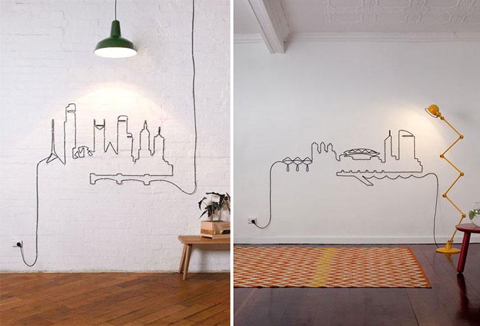 Панно из провода - как спрятать провода от телевизора