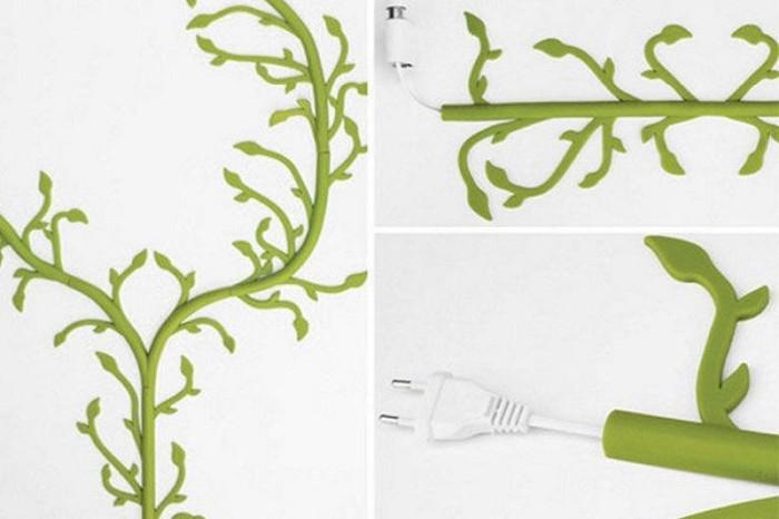 Ветки сухих и искусственных растений - как спрятать провода от телевизора