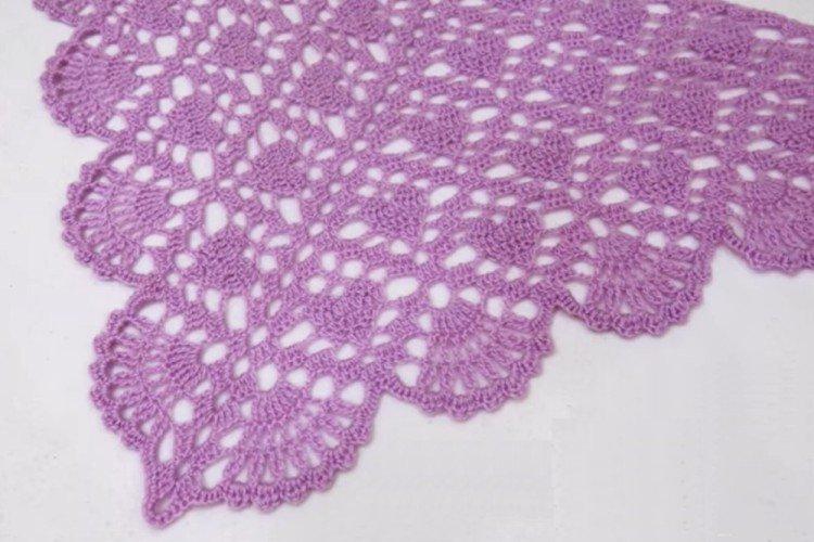 Шаль с сердечками - Как связать шаль крючком