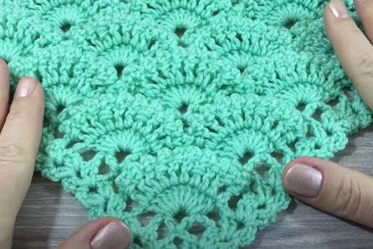 Шаль с чешуйками - Как связать шаль крючком