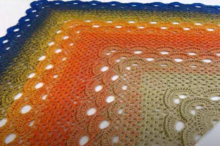 Вязаная шаль с градиентом - Как связать шаль крючком