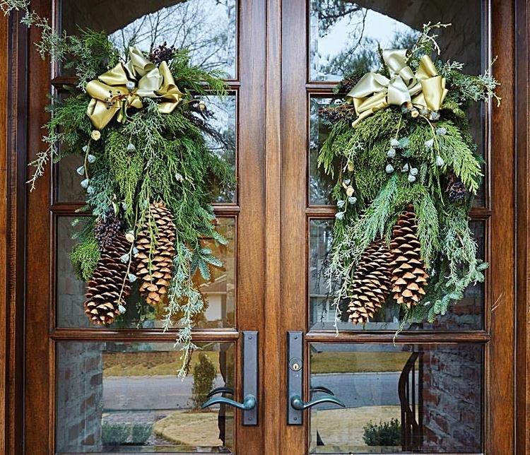 Украшения на Новый год для двойной двери