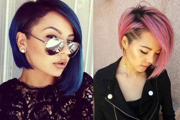 Каре на средние волосы с выбритым виском