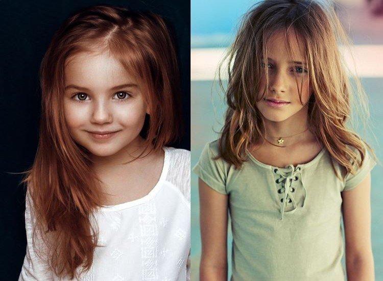 Каскад на средние волосы без челки для девочек