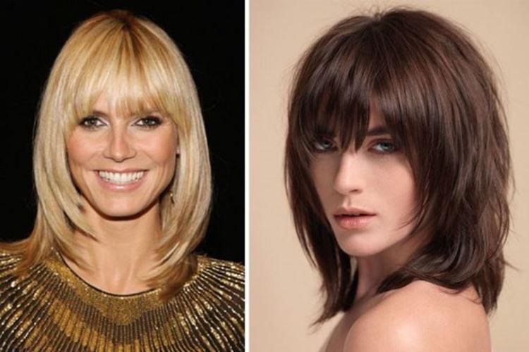 Классический каскад на средние волосы с челкой