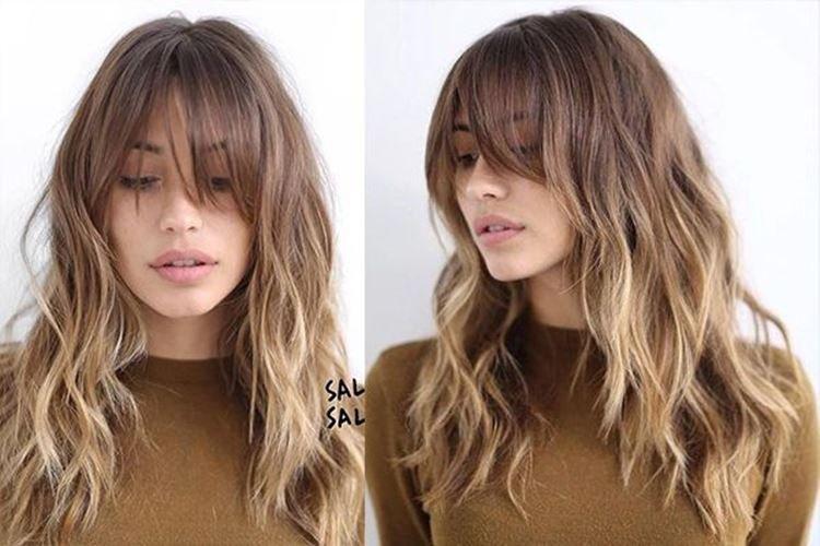 Градуированный каскад на средние волосы с челкой