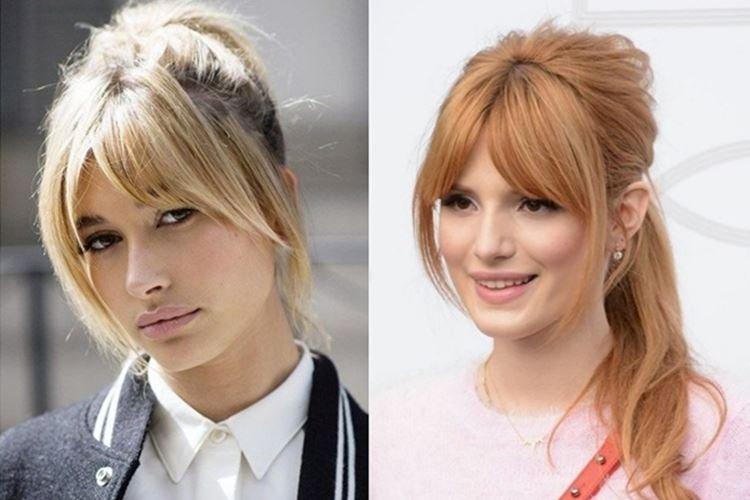 Каскад на средние волосы с челкой в две стороны