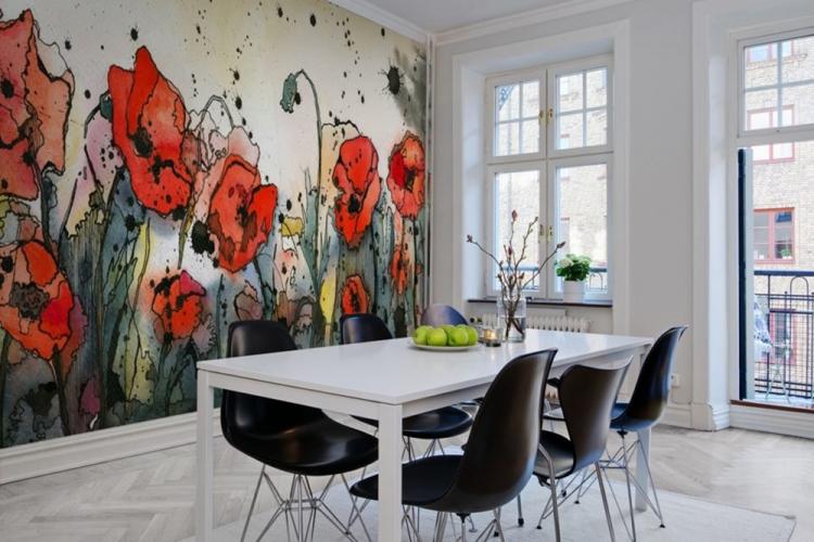 Комбинирование с фотообоями - Комбинирование обоев на кухне