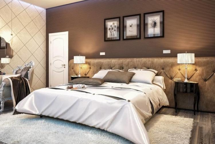 Сочетание фактур - Комбинирование обоев в спальне