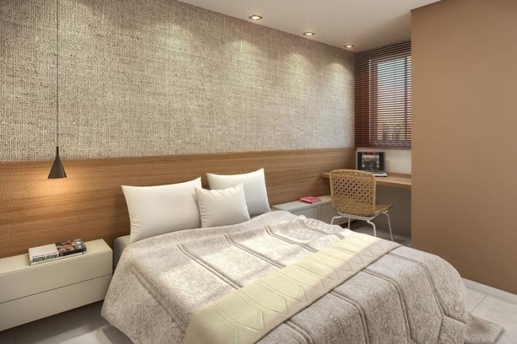 Сочетание фактур - Комбинирование обоев в спальне